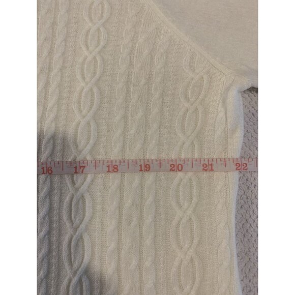 White Cable Knit Sweater Women’s Large/XL Pearl Embroidery - Picture 4 of 5